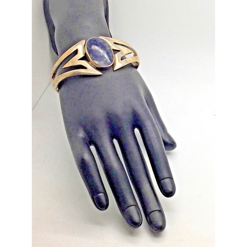 Taxco Sterling Silver Cuff Bracelet Denim Lapis TN 32 Mexico 7 “